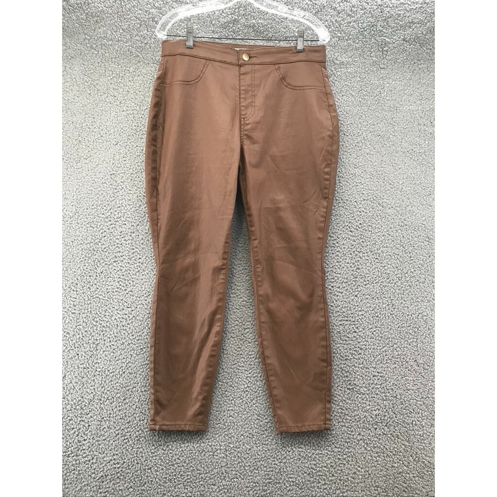 A Beautiful Soul Womens Faux Leather Pull On Stretch Pants Brown Size 12